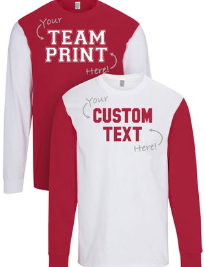 Custom Team/Mascot Print Short Sleeve Cotton T-Shirt - red/White