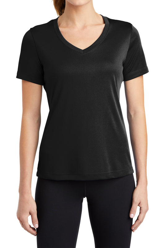 TCTG Team Spirit Womens Athletic Wicking V-Neck Tee – College, Sports, High School & Fan Apparel - Black