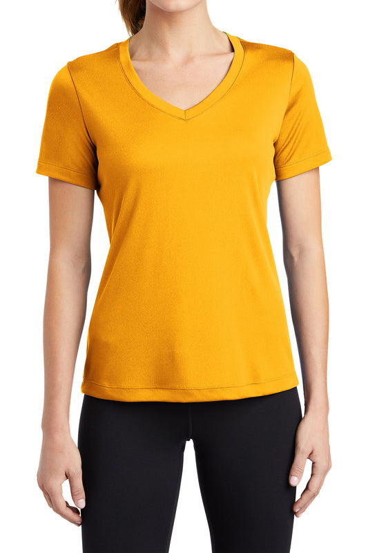 TCTG Team Spirit Womens Athletic Wicking V-Neck Tee – College, Sports, High School & Fan Apparel - Gold