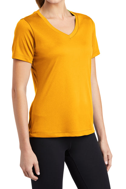 TCTG Team Spirit Womens Athletic Wicking V-Neck Tee – College, Sports, High School & Fan Apparel - Gold