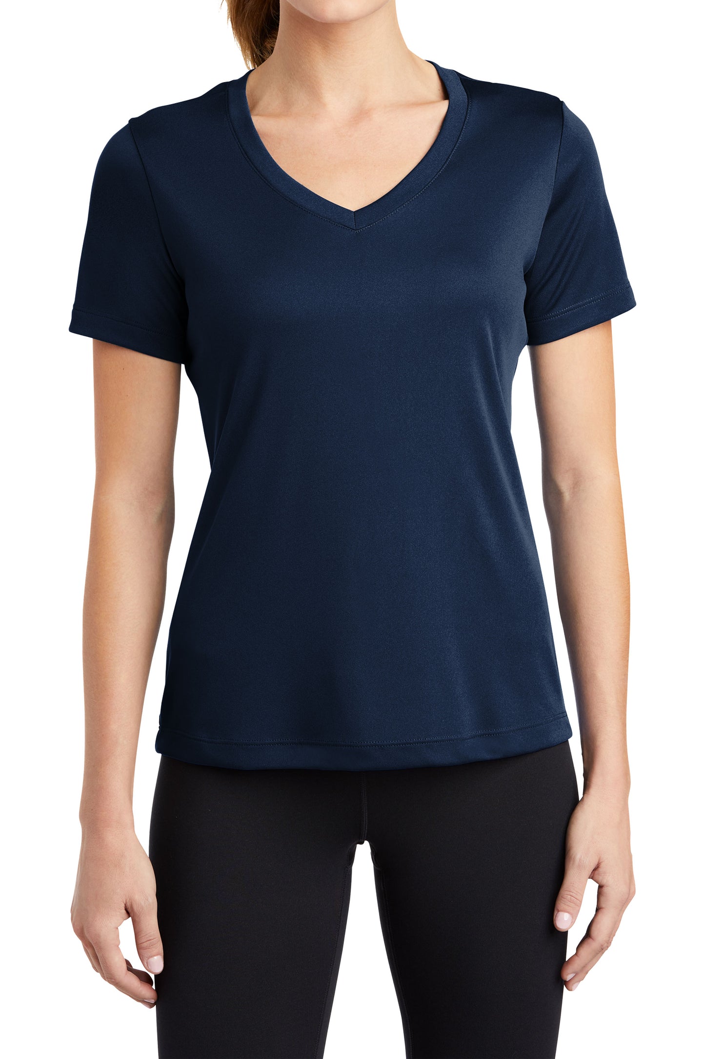 TCTG Team Spirit Womens Athletic Wicking V-Neck Tee – College, Sports, High School & Fan Apparel - Navy