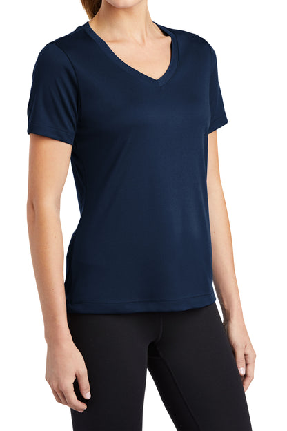 TCTG Team Spirit Womens Athletic Wicking V-Neck Tee – College, Sports, High School & Fan Apparel - Navy