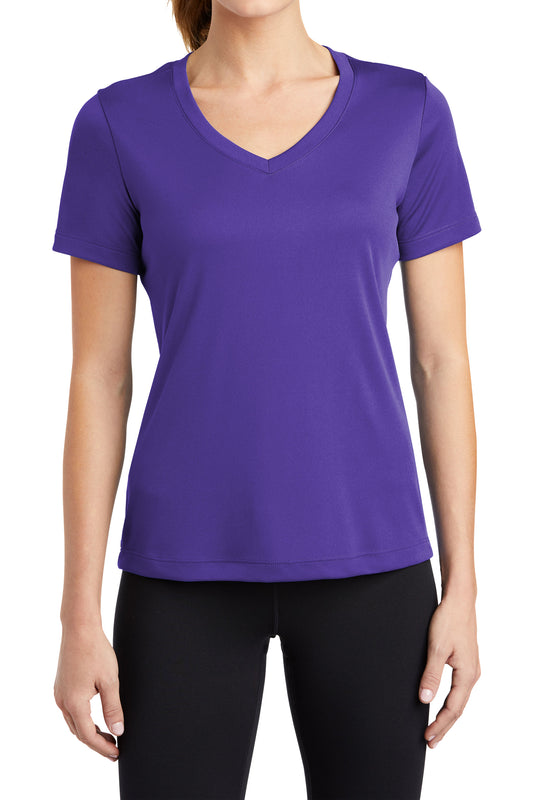 TCTG Team Spirit Womens Athletic Wicking V-Neck Tee – College, Sports, High School & Fan Apparel - Purple