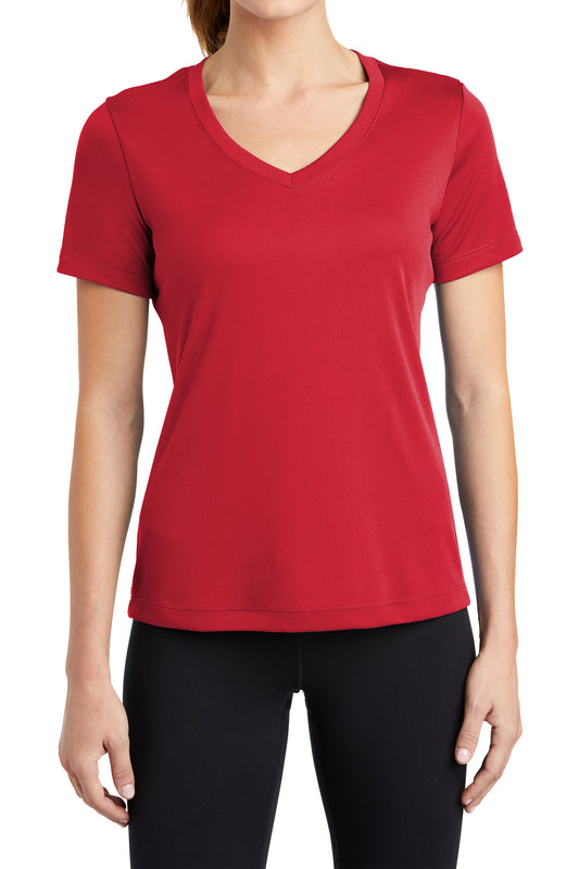 TCTG Team Spirit Womens Athletic Wicking V-Neck Tee – College, Sports, High School & Fan Apparel - Red