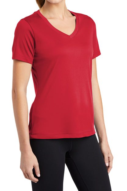 TCTG Team Spirit Womens Athletic Wicking V-Neck Tee – College, Sports, High School & Fan Apparel - Red