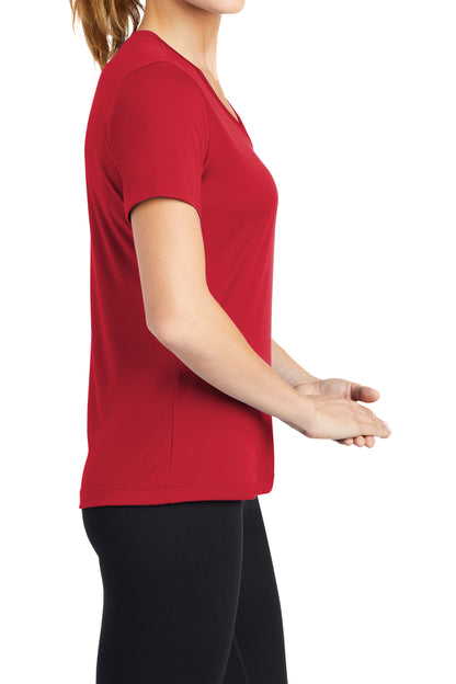 TCTG Team Spirit Womens Athletic Wicking V-Neck Tee – College, Sports, High School & Fan Apparel - Red