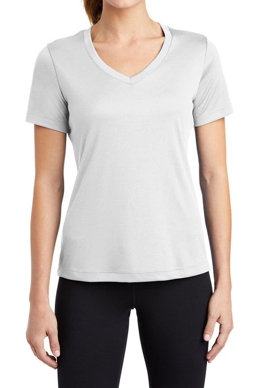 TCTG Team Spirit Womens Athletic Wicking V-Neck Tee – College, Sports, High School & Fan Apparel - White