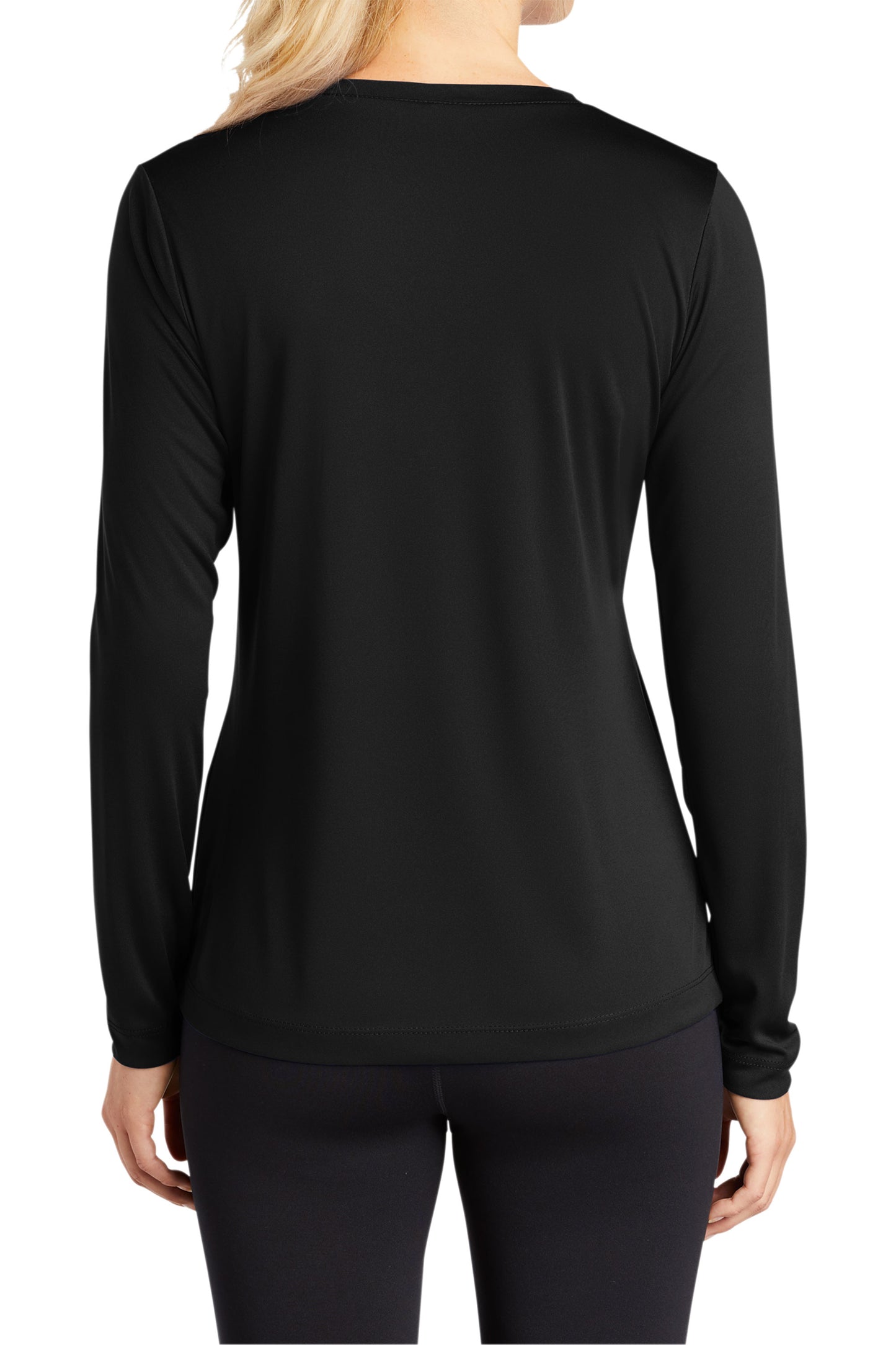 TCTG Womens Athletic Wicking Long Sleeve V-Neck Tee – College, Sports, High School & Fan Apparel - Black