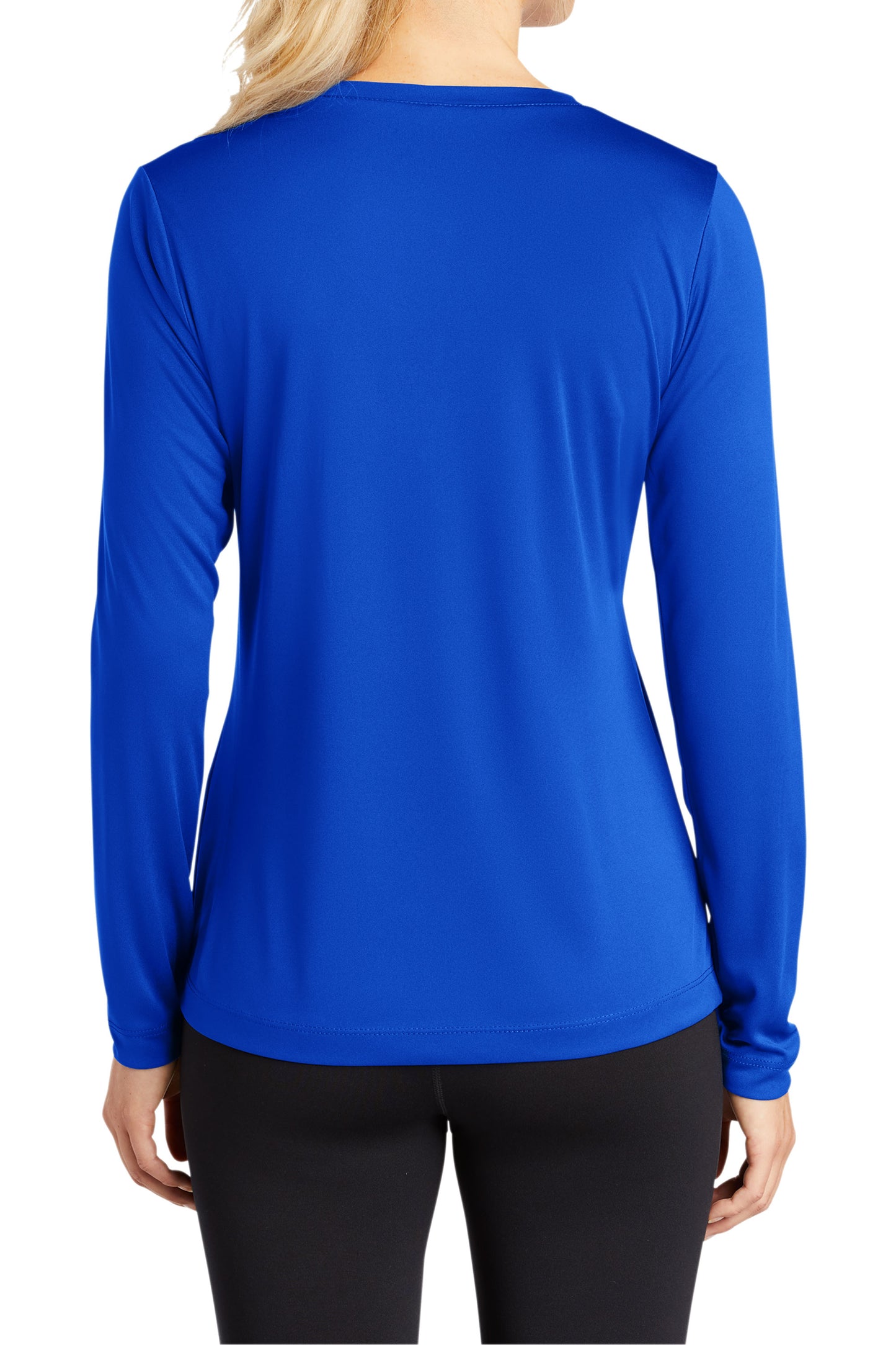 TCTG Womens Athletic Wicking Long Sleeve V-Neck Tee – College, Sports, High School & Fan Apparel - Blue