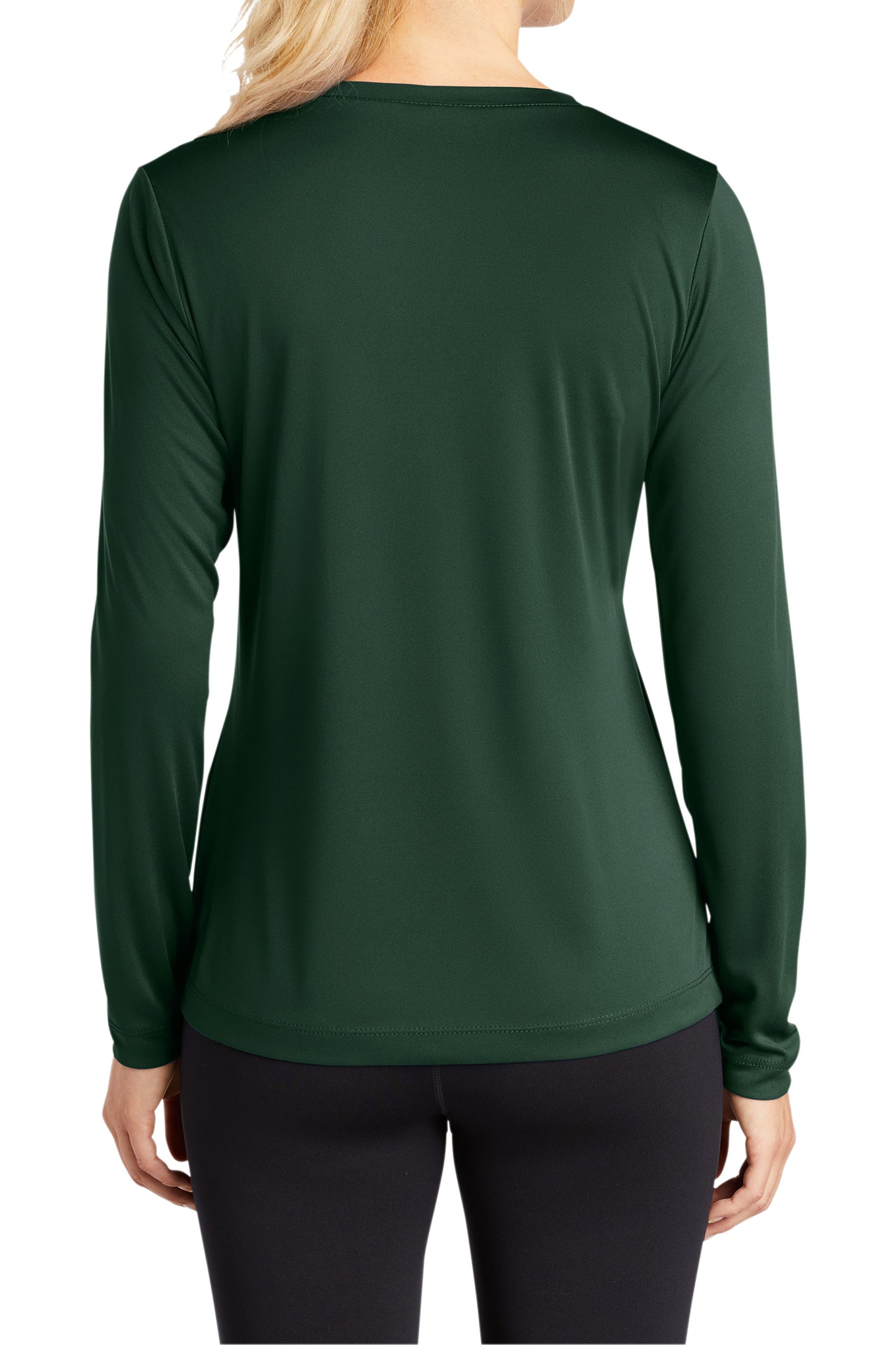 TCTG Womens Athletic Wicking Long Sleeve V-Neck Tee – College, Sports, High School & Fan Apparel - Forest Green