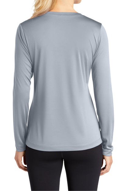 TCTG Womens Athletic Wicking Long Sleeve V-Neck Tee – College, Sports, High School & Fan Apparel - Gray