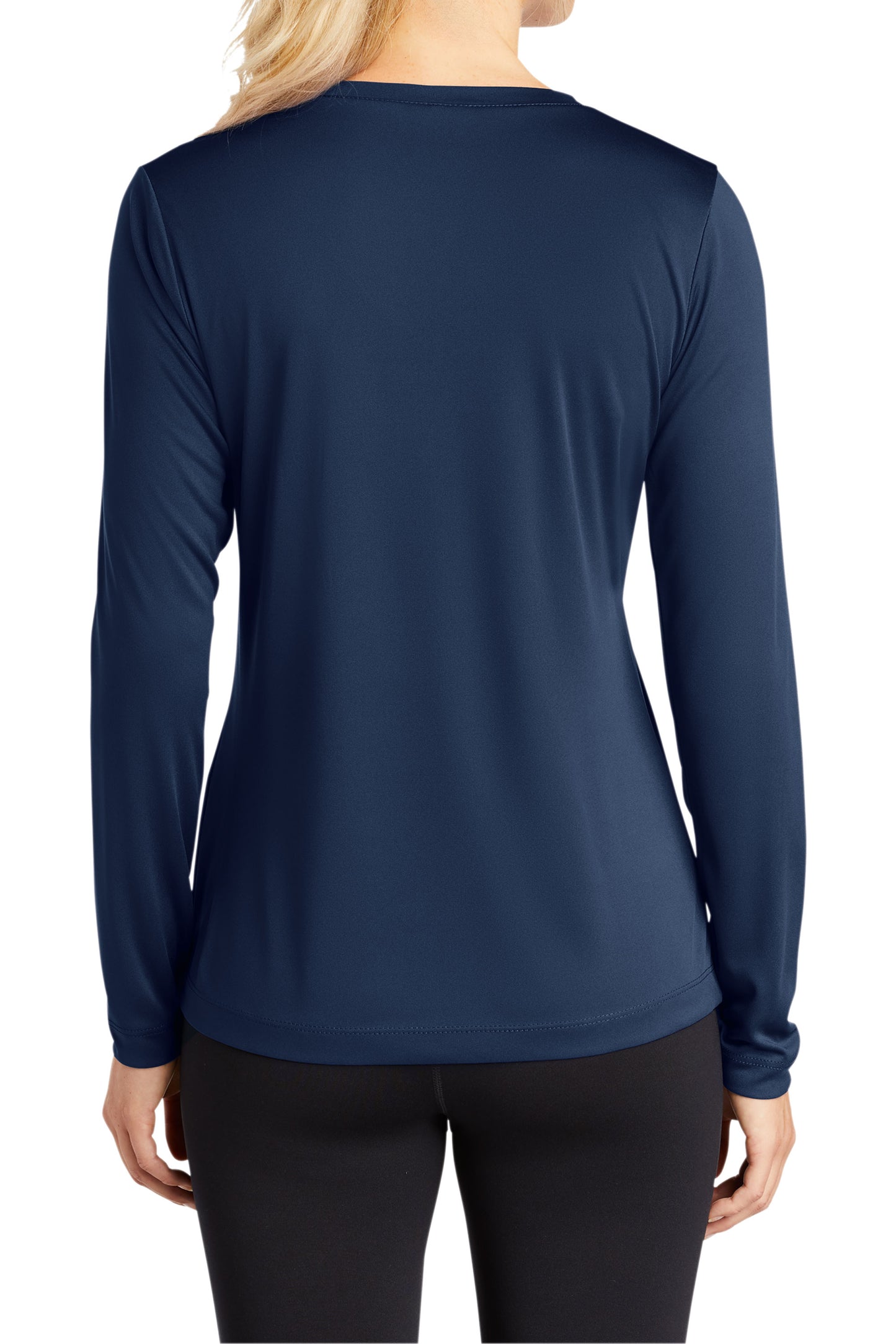 TCTG Womens Athletic Wicking Long Sleeve V-Neck Tee – College, Sports, High School & Fan Apparel - Navy