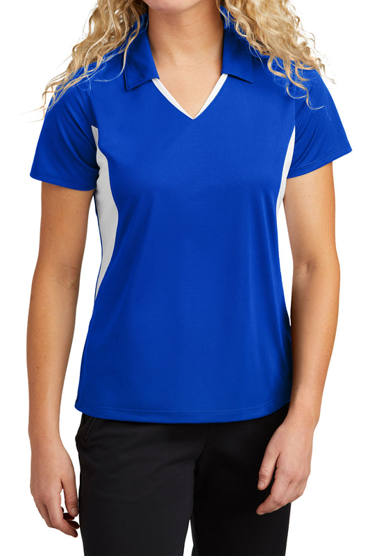 TCTG Team Spirit Ladies Wicking Colorblock Polo – College, Sports, High School & Fan Apparel - Blue/ White