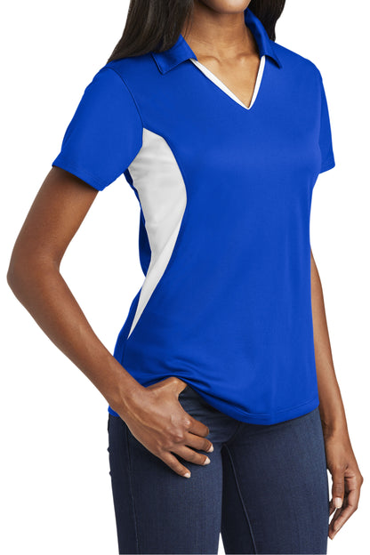 TCTG Team Spirit Ladies Wicking Colorblock Polo – College, Sports, High School & Fan Apparel - Blue/ White