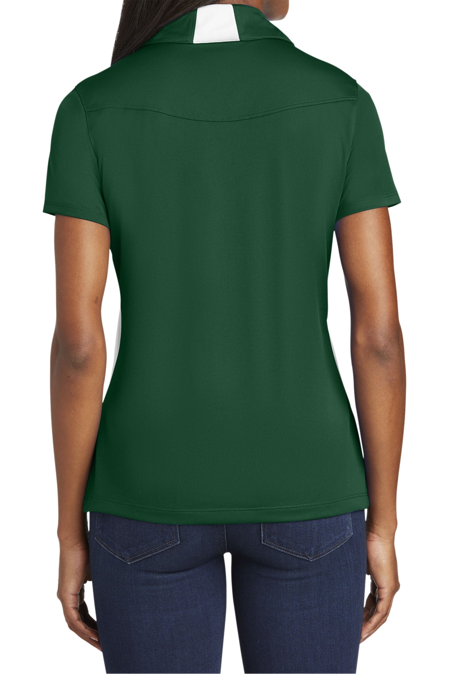 TCTG Team Spirit Ladies Wicking Colorblock Polo – College, Sports, High School & Fan Apparel - Forest Green/ White