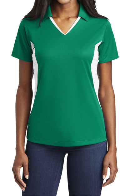 TCTG Team Spirit Ladies Wicking Colorblock Polo – College, Sports, High School & Fan Apparel - Green/ White