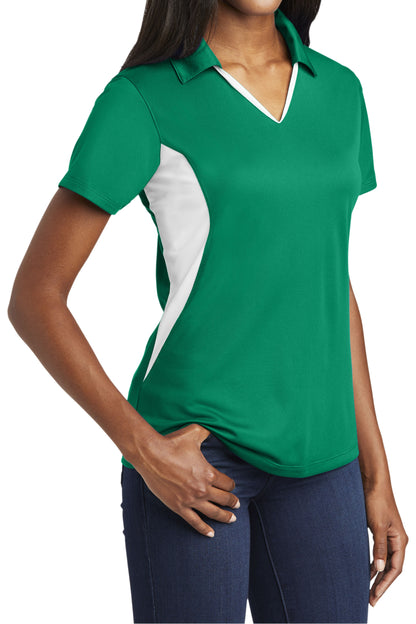 TCTG Team Spirit Ladies Wicking Colorblock Polo – College, Sports, High School & Fan Apparel - Green/ White