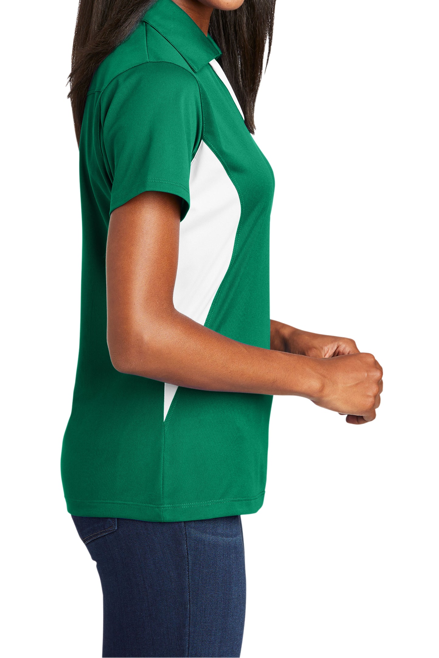 TCTG Team Spirit Ladies Wicking Colorblock Polo – College, Sports, High School & Fan Apparel - Green/ White