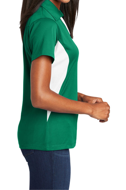 TCTG Team Spirit Ladies Wicking Colorblock Polo – College, Sports, High School & Fan Apparel - Green/ White