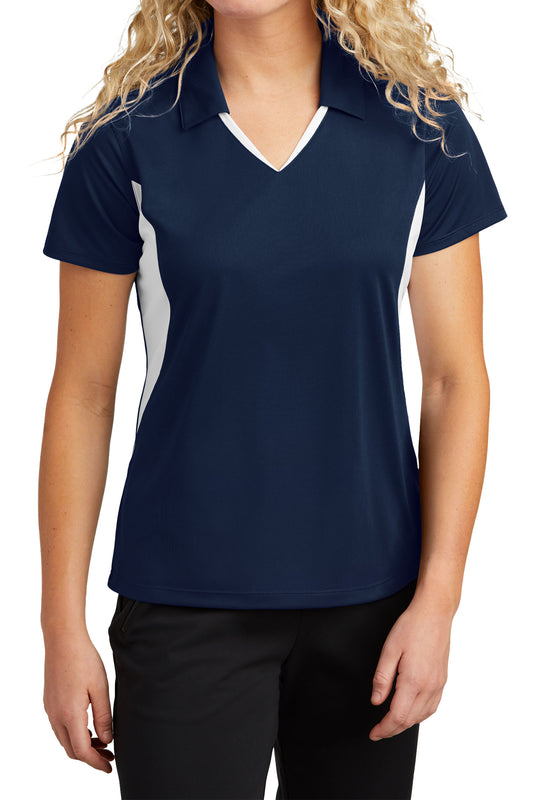 TCTG Team Spirit Ladies Wicking Colorblock Polo – College, Sports, High School & Fan Apparel - Navy/ White