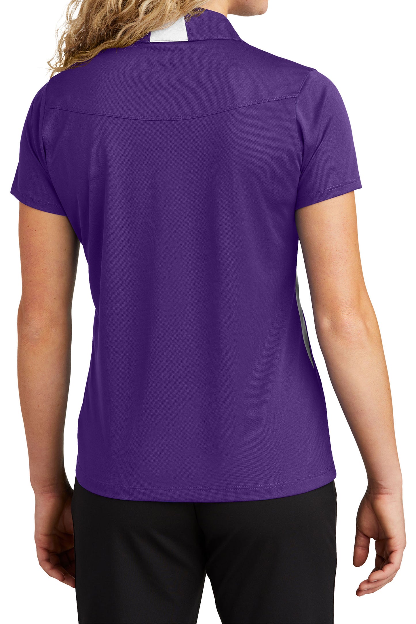 TCTG Team Spirit Ladies Wicking Colorblock Polo – College, Sports, High School & Fan Apparel - Purple/ White