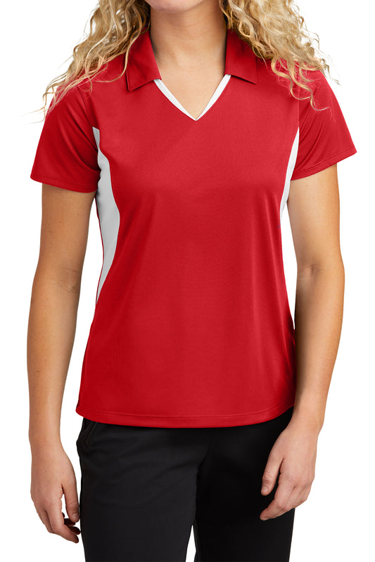 TCTG Team Spirit Ladies Wicking Colorblock Polo – College, Sports, High School & Fan Apparel - Red/ White