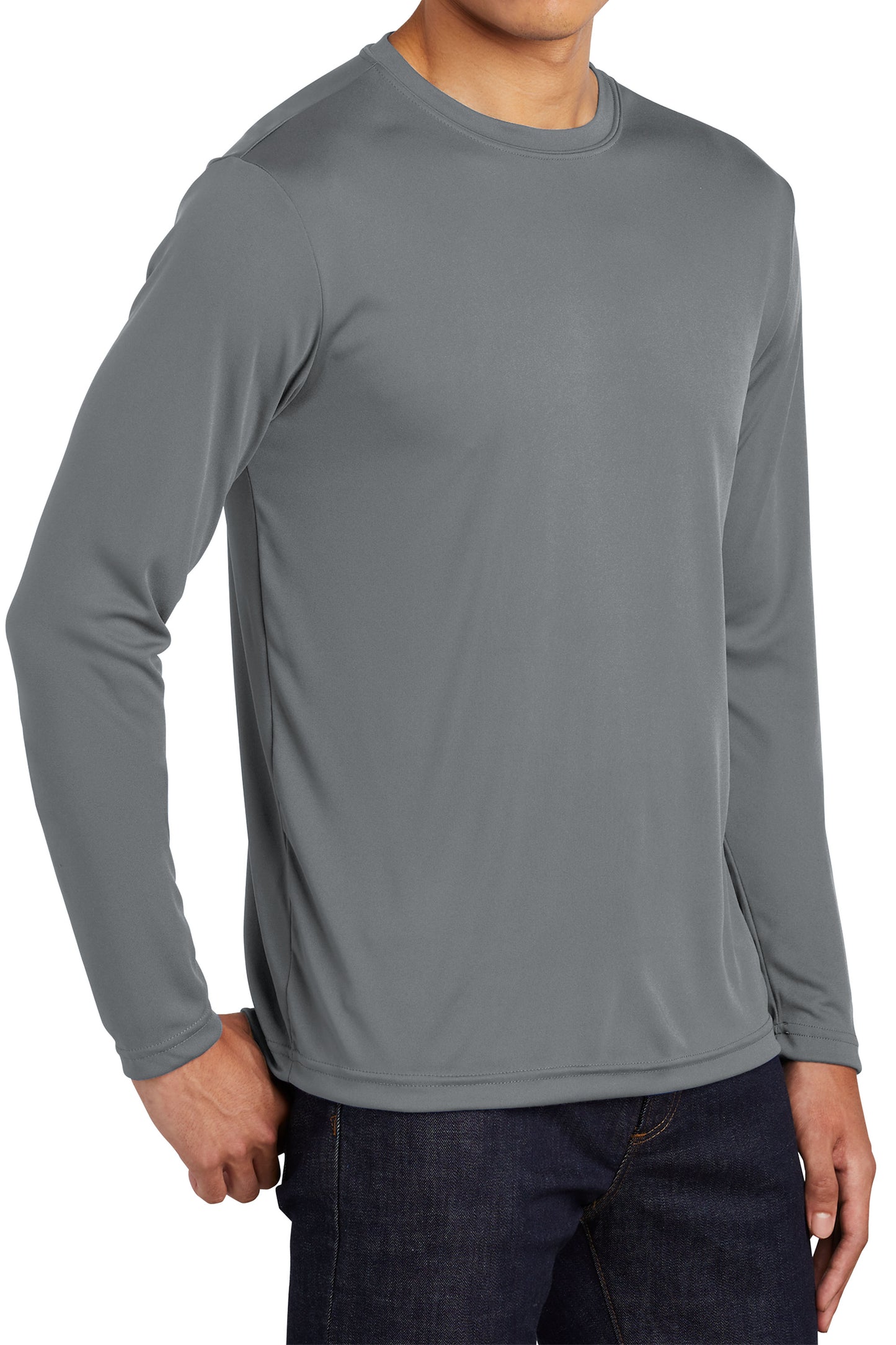 TCTG Team Spirit Athletic Wicking Long Sleeve Tee – College, Sports, High School & Fan Apparel - Gray