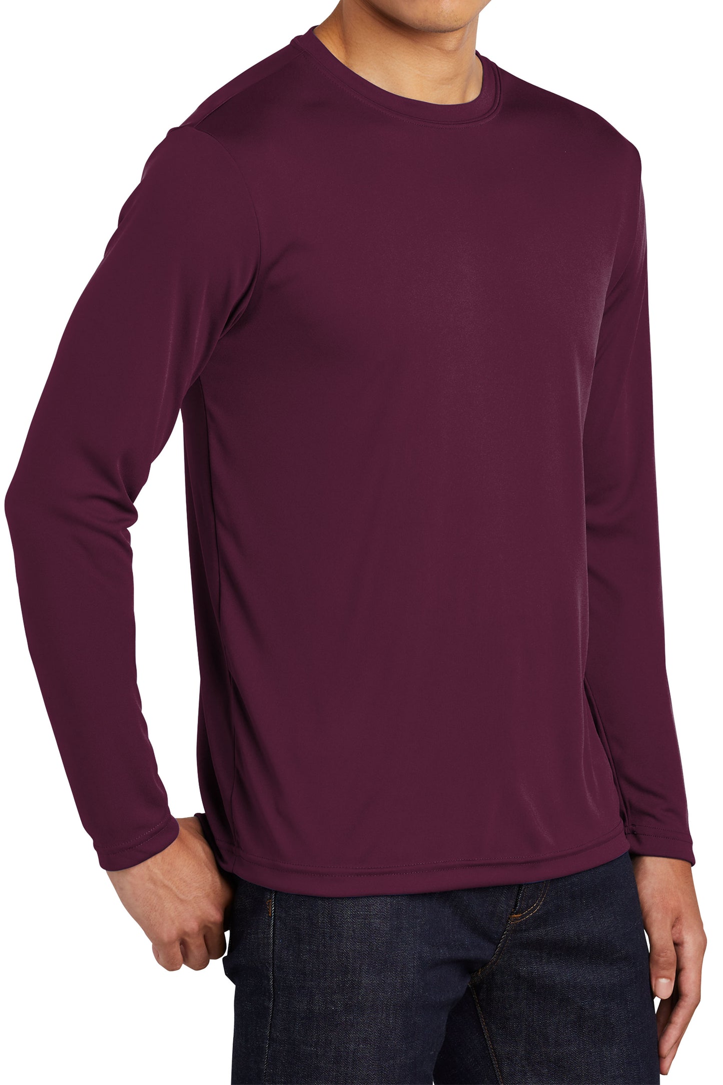 TCTG Team Spirit Athletic Wicking Long Sleeve Tee – College, Sports, High School & Fan Apparel - Maroon