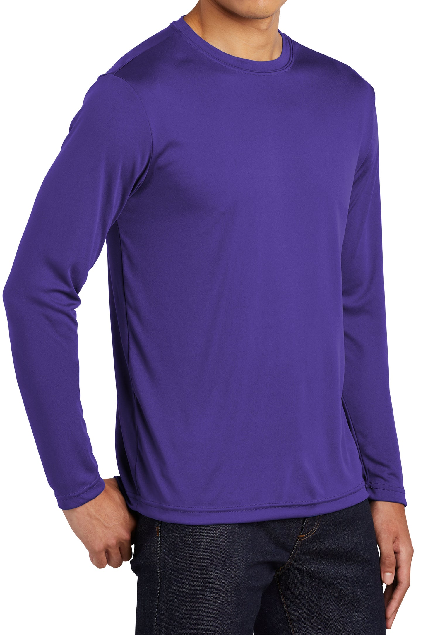 TCTG Team Spirit Athletic Wicking Long Sleeve Tee – College, Sports, High School & Fan Apparel - Purple