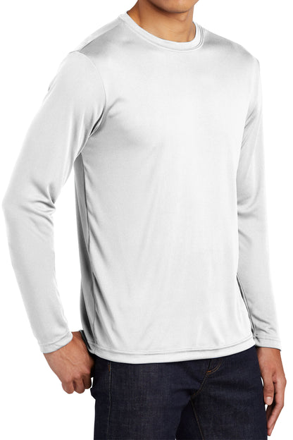 TCTG Team Spirit Athletic Wicking Long Sleeve Tee – College, Sports, High School & Fan Apparel - White