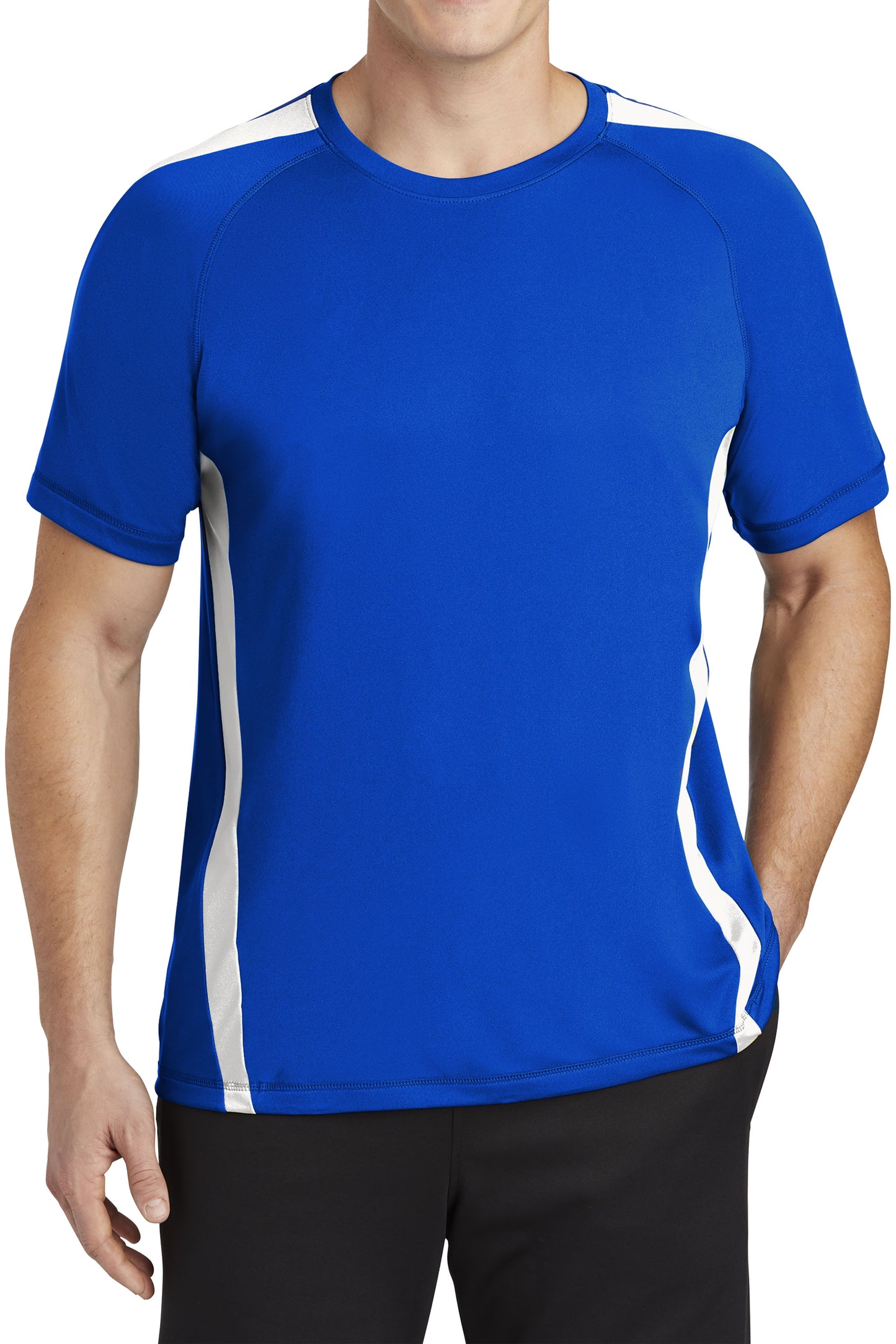 TCTG Team Spirit Athletic Wicking Colorblock Tee – College, Sports, High School & Fan Apparel - Blue/ White