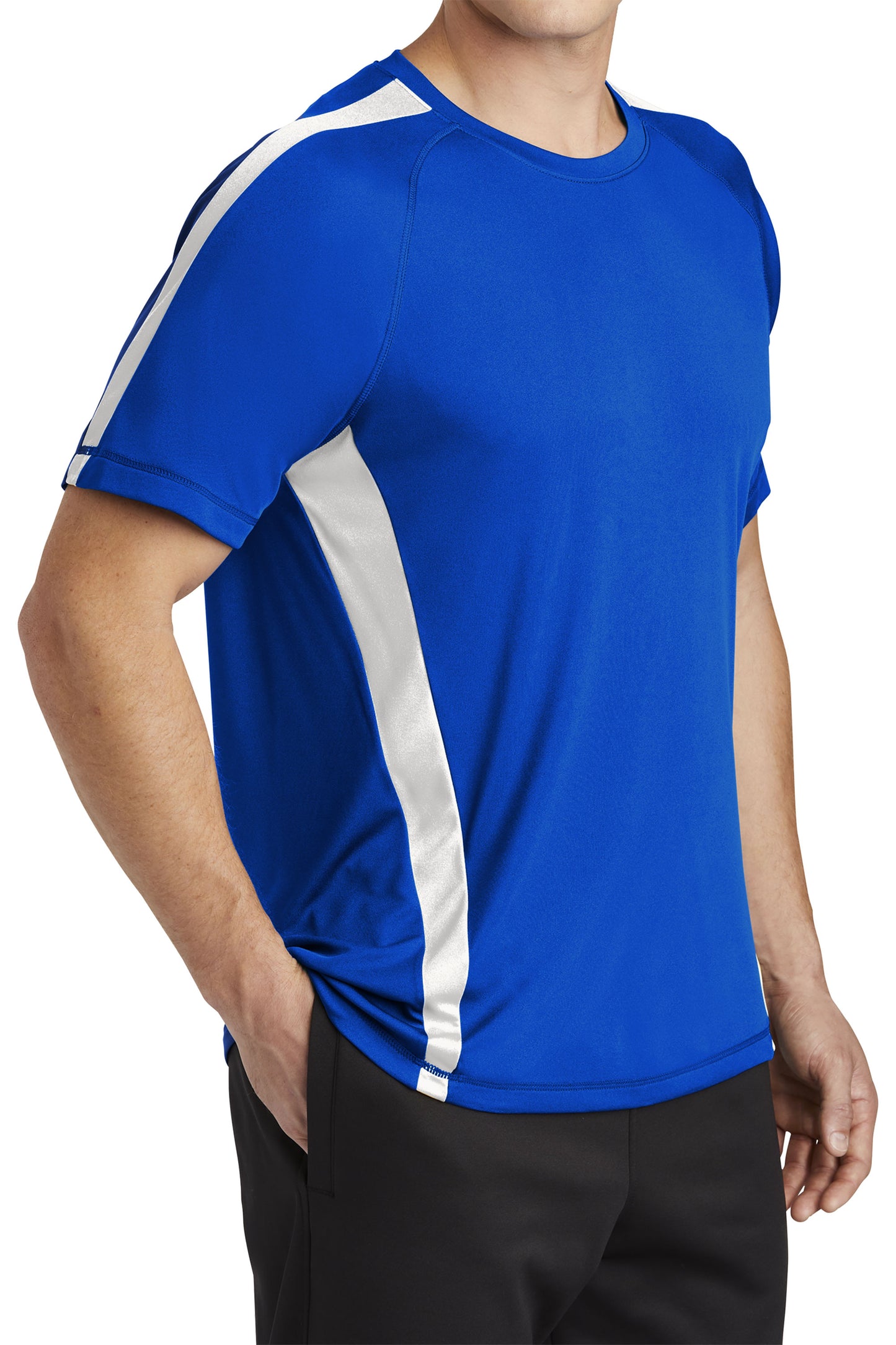 TCTG Team Spirit Athletic Wicking Colorblock Tee – College, Sports, High School & Fan Apparel - Blue/ White