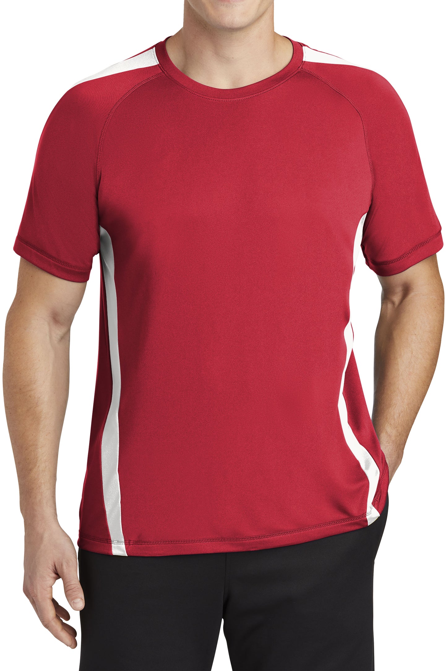 TCTG Team Spirit Athletic Wicking Colorblock Tee – College, Sports, High School & Fan Apparel - Red/ White