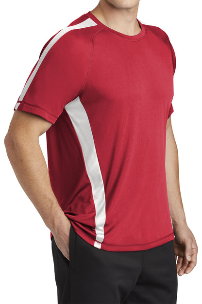 TCTG Team Spirit Athletic Wicking Colorblock Tee – College, Sports, High School & Fan Apparel - Red/ White