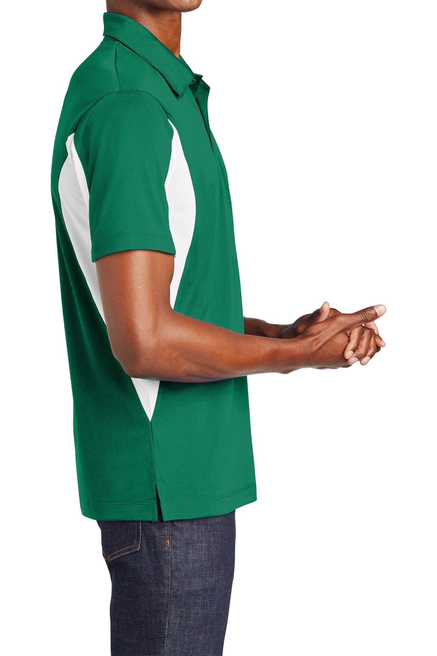 TCTG Team Spirit Athletic Wicking Colorblock Polo – College, Sports, High School & Fan Apparel - Green/ White