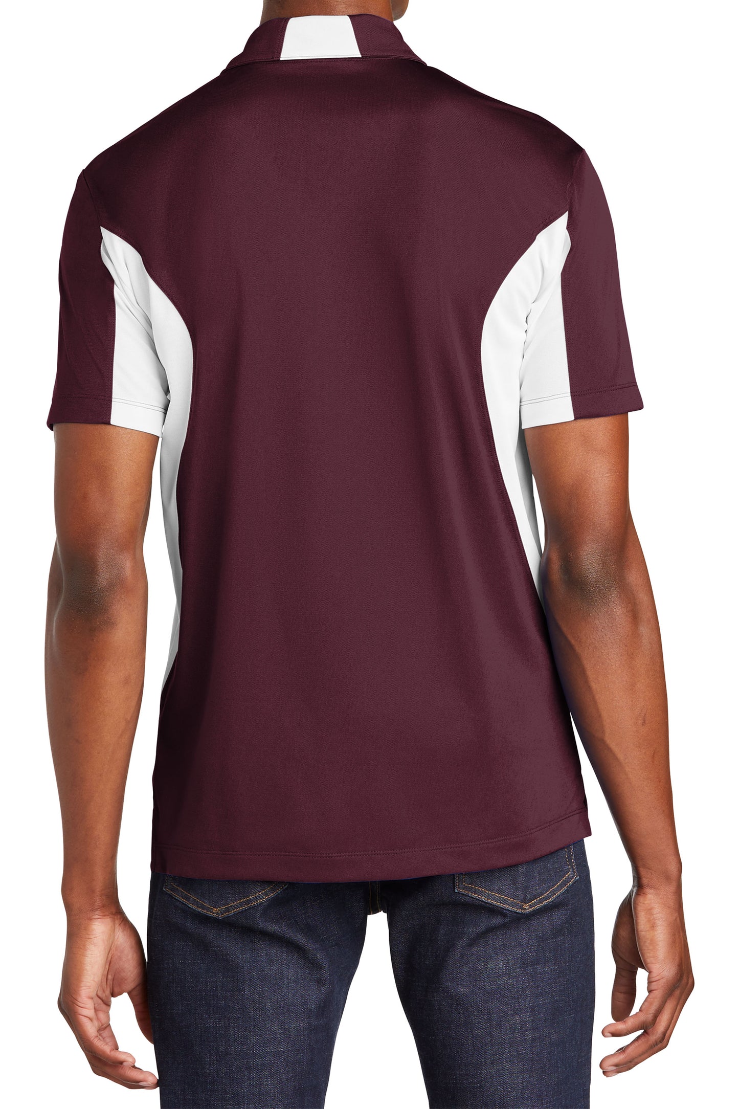 TCTG Team Spirit Athletic Wicking Colorblock Polo – College, Sports, High School & Fan Apparel - Maroon/ White