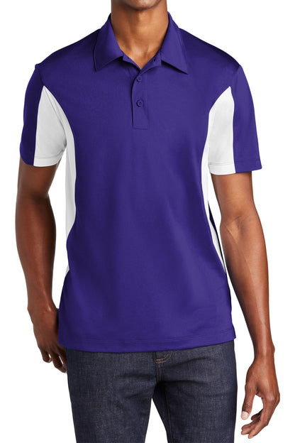 TCTG Team Spirit Athletic Wicking Colorblock Polo – College, Sports, High School & Fan Apparel - Purple/ White