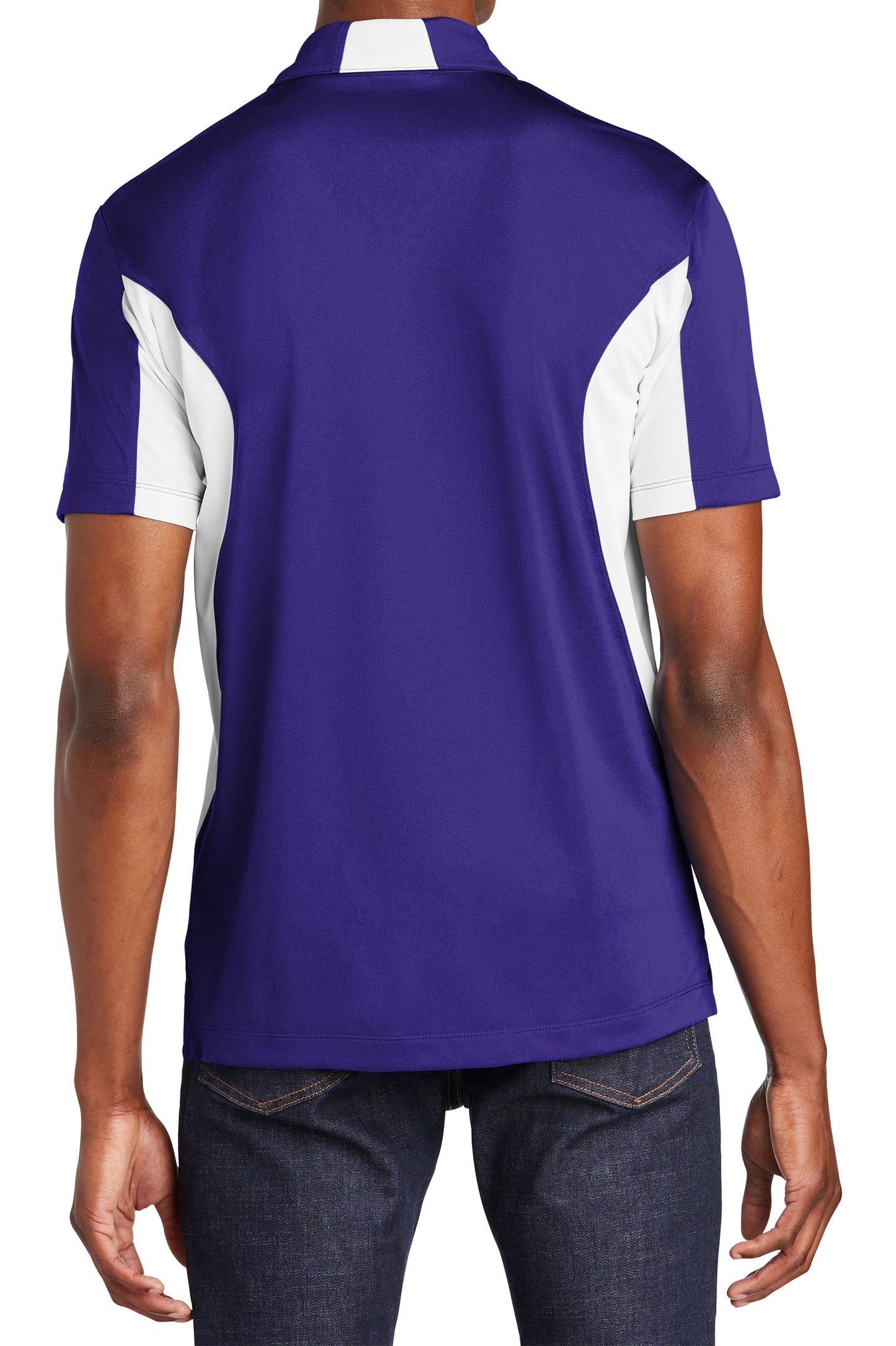 TCTG Team Spirit Athletic Wicking Colorblock Polo – College, Sports, High School & Fan Apparel - Purple/ White