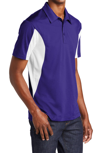 TCTG Team Spirit Athletic Wicking Colorblock Polo – College, Sports, High School & Fan Apparel - Purple/ White