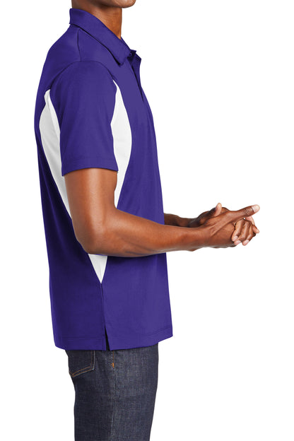 TCTG Team Spirit Athletic Wicking Colorblock Polo – College, Sports, High School & Fan Apparel - Purple/ White