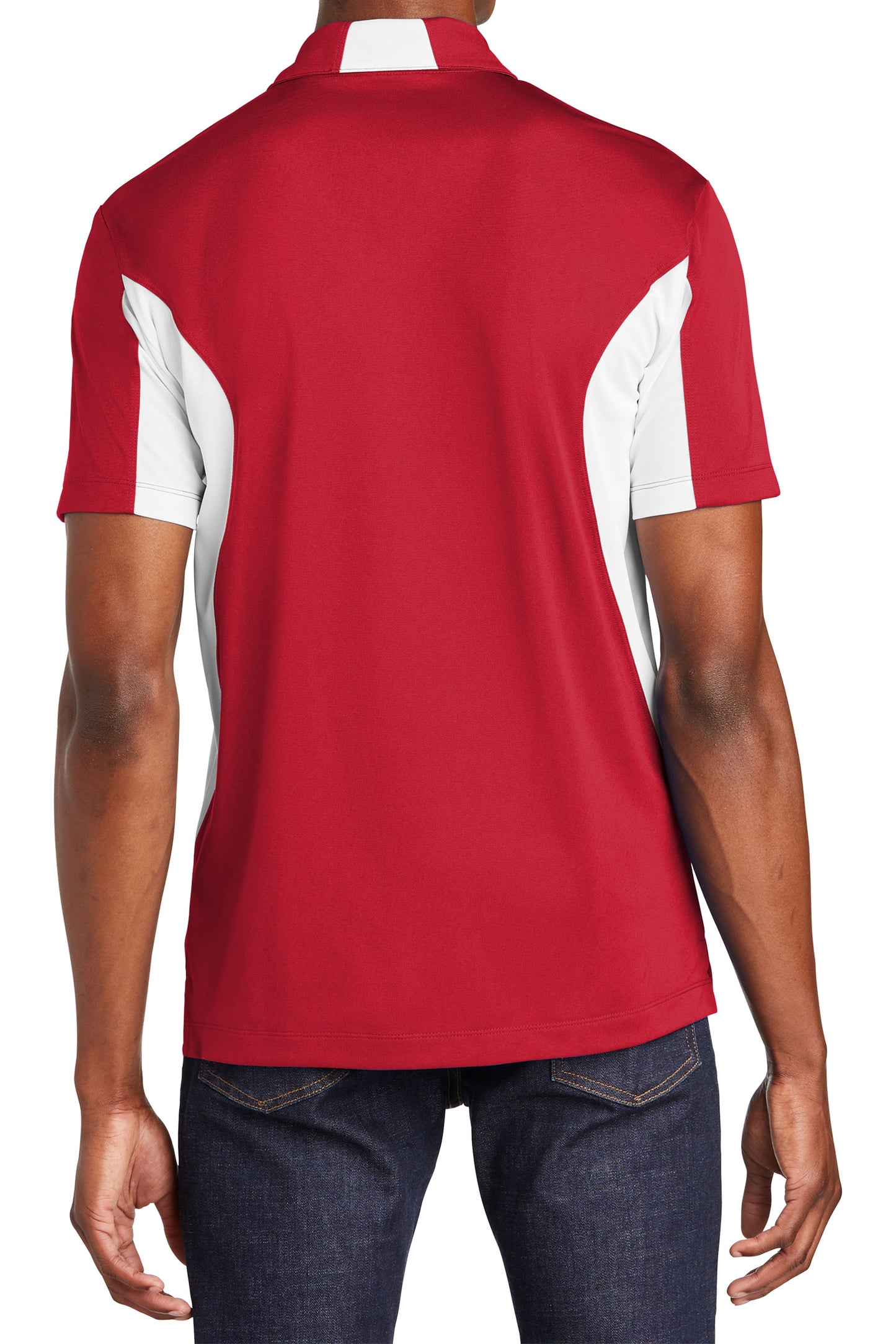 TCTG Team Spirit Athletic Wicking Colorblock Polo – College, Sports, High School & Fan Apparel - Red/ White