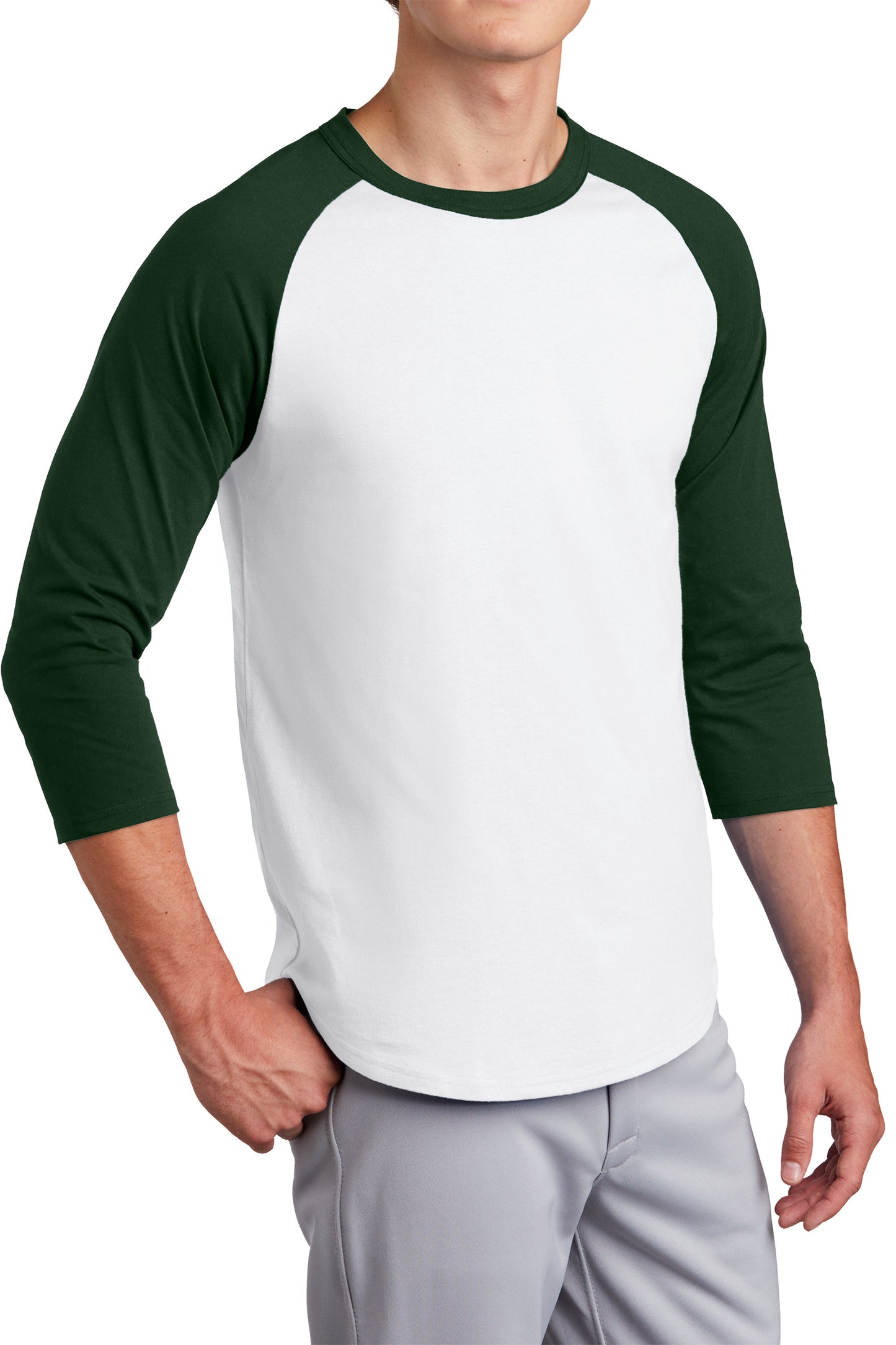 TCTG Team Spirit Colorblock Raglan Jersey – College, Sports, High School & Fan Apparel - White/ Forest