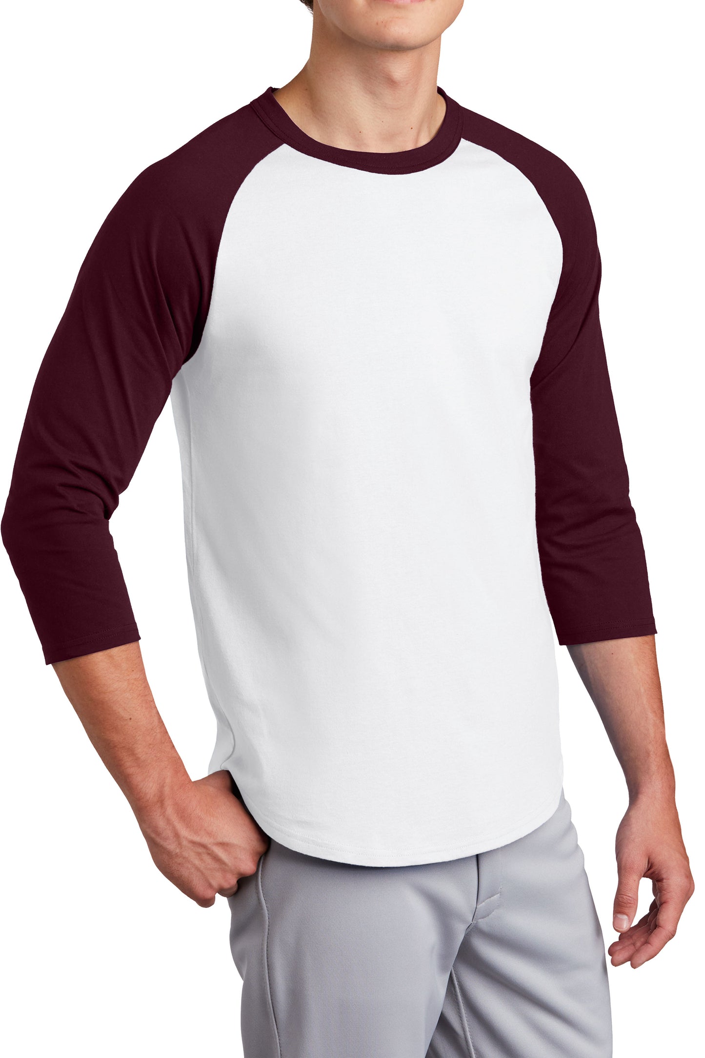 TCTG Team Spirit Colorblock Raglan Jersey – College, Sports, High School & Fan Apparel - White/ Maroon