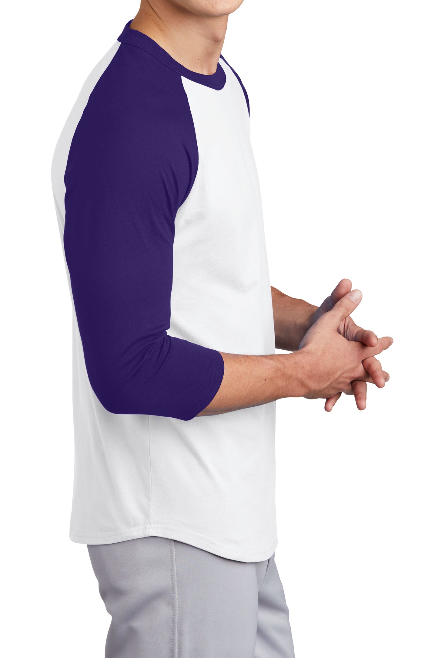 TCTG Team Spirit Colorblock Raglan Jersey – College, Sports, High School & Fan Apparel - White/ Purple