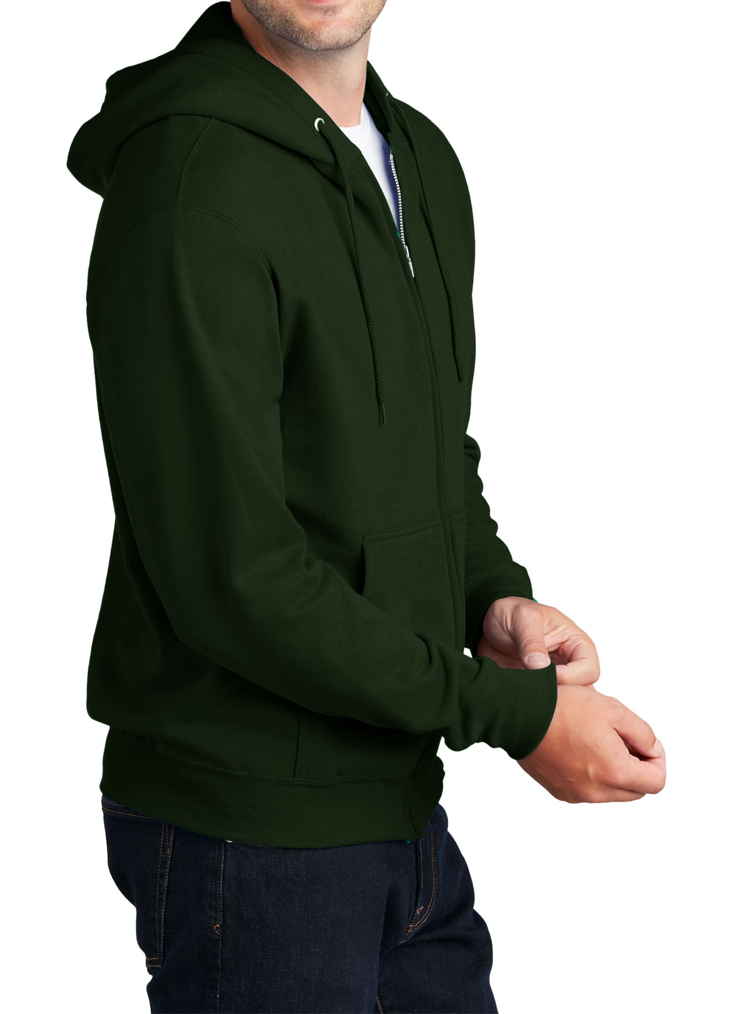 TCTG Team Spirit Full Zip Hoodie Sweatshirt – College, Sports, High School & Fan Apparel - Forest Green